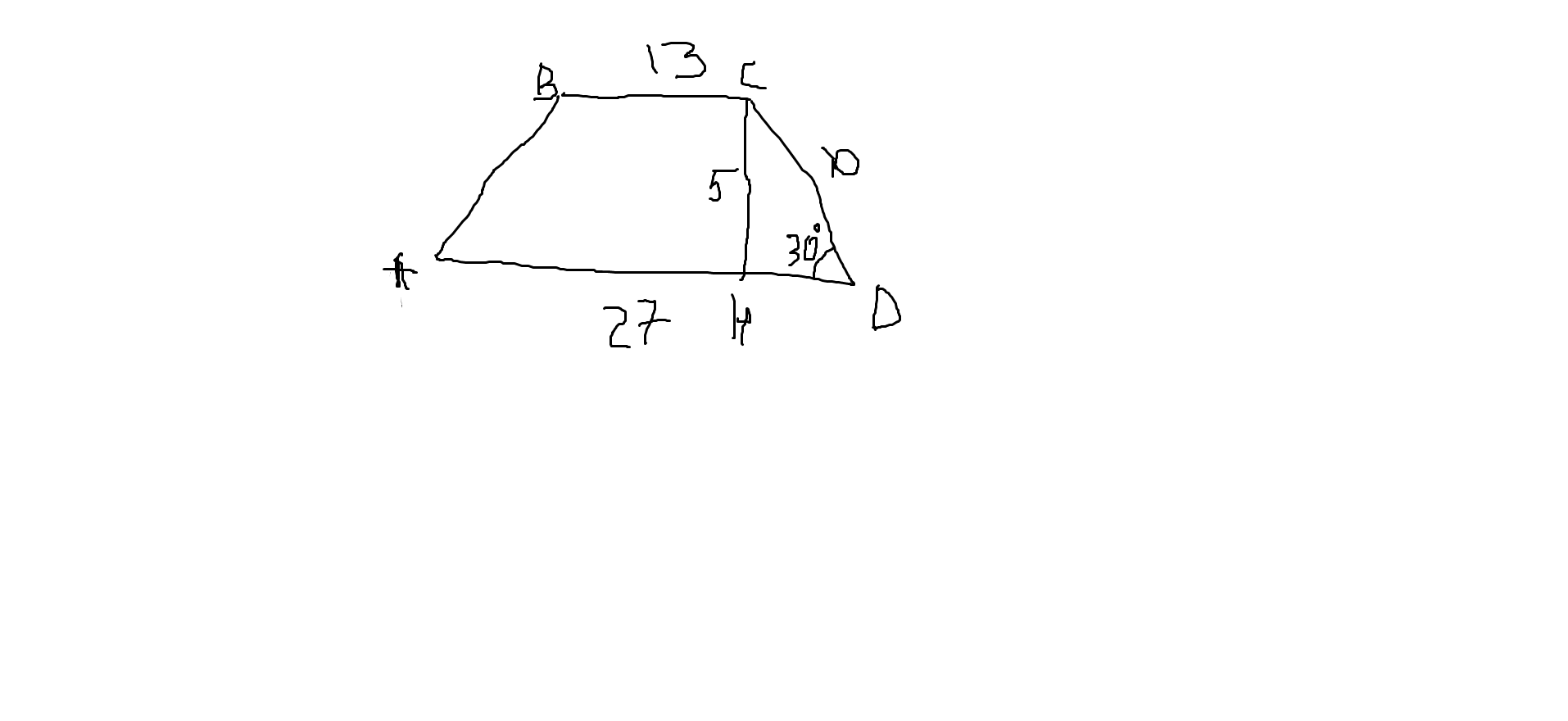На рис 143 угол а 30. Площадь трапеции при угле 30 градусов. Вычислите площадь трапеции с основаниями ад и вс если вс 13 ад 27 СД 10.