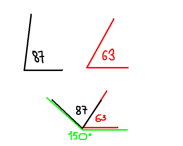 150 градусов. Угол 87 градусов. Угол 87 градусов рисунок. Угол 63 градуса. Угол 155 градусов.