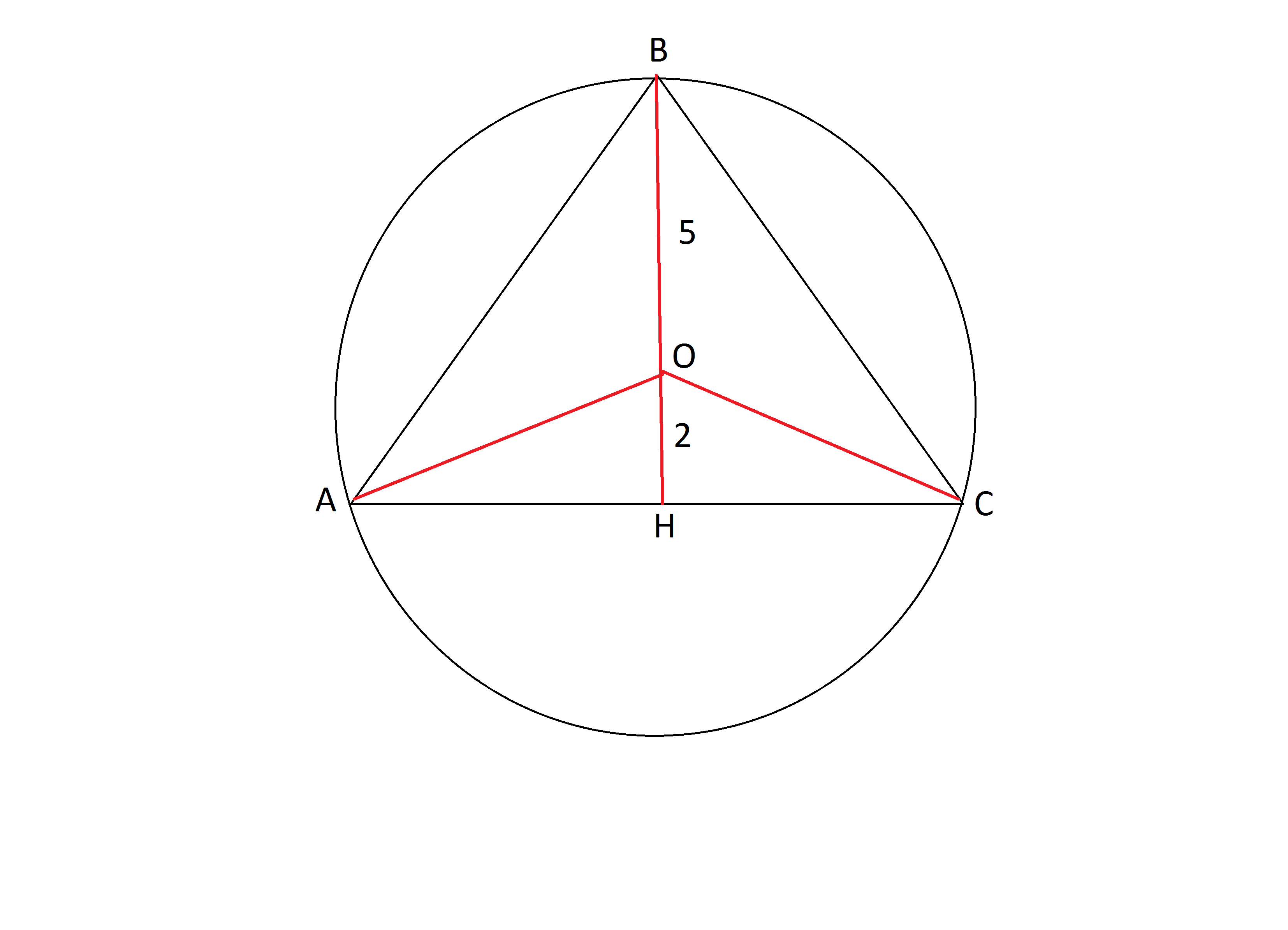 Вершины треугольника лежат на окружности. Центр описанной окружности равнобедренного треугольника лежит. Окружность делит высоту треугольника. Центр описанной окружности высоты. Центр описанной окружности лежит на высоте равнобедренного.