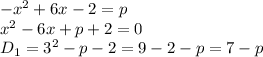Изображение к ответу Ответ: нет корней при 7<p, один корень при р=7, 2 корня при 7>p