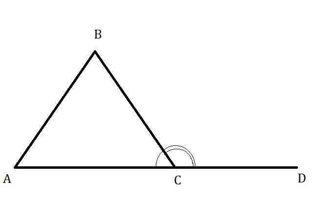 Внешним углом треугольника называется угол смежный с каким нибудь углом этого треугольника рисунок