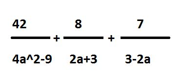 Помогите решить 42/ 4a^2-9 + 8/2a+3 + 7/3-2aЗагрузить png