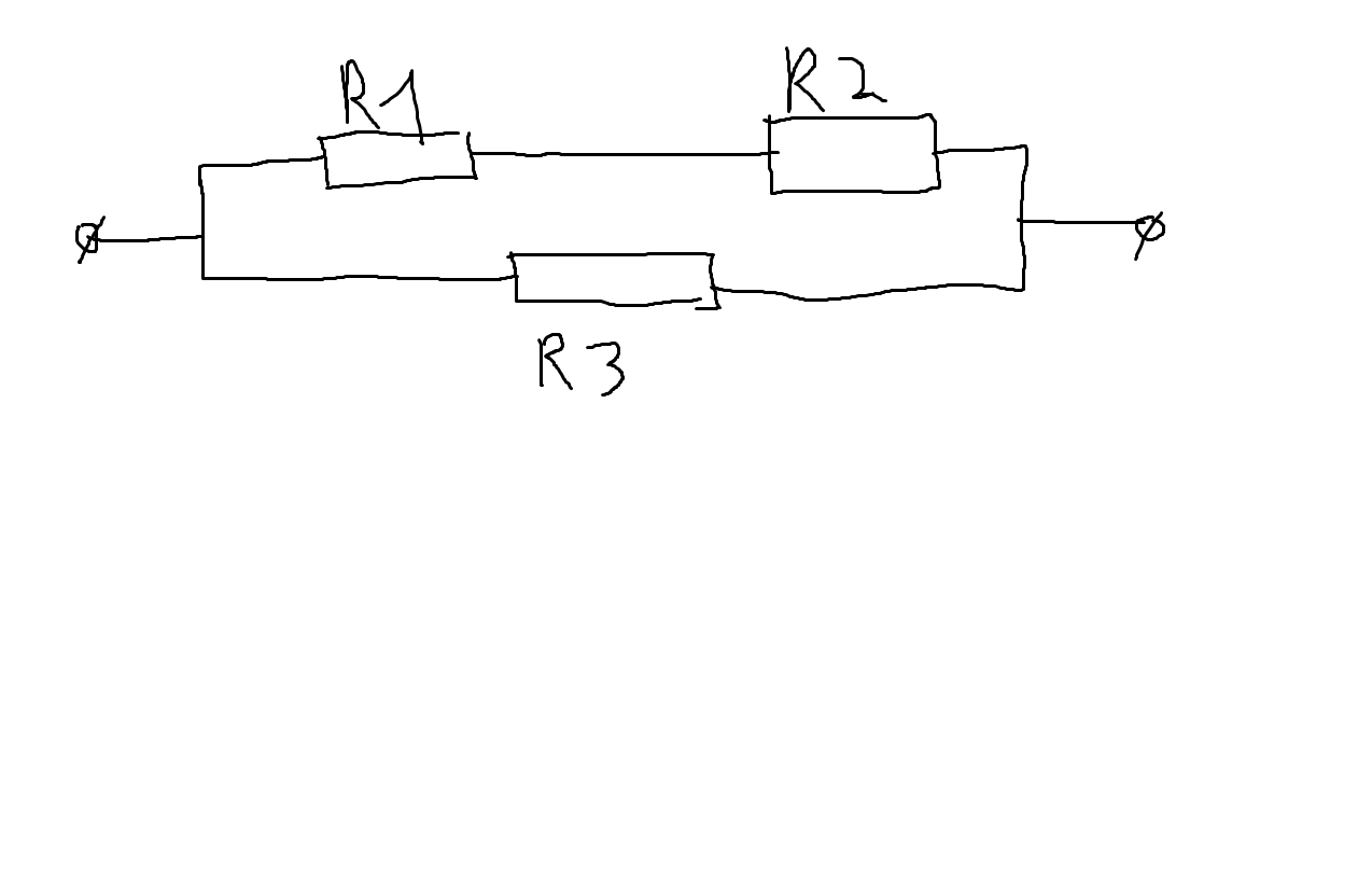 Найдите полное сопротивление приведенного ниже участка электрической цепи,если R1=2Om;R2=1Om;R3=3 OmЗагрузить png