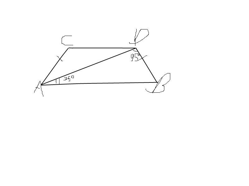 Найдите Градусную меру угла ABC равнобедренной трапеции ABCD, если диагональ AC образует с основание AD и боковой стороной CD углы, равные 35* и 95* соответственно (* градус ;) ) P.S Нормальный рисунок?Или вам фотку кинуть? Загрузить png