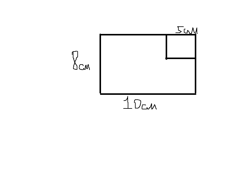 Помогите пожалуйста решить!!!(рисунок прилогается)Из прямоугольника со сторонами 10 см и 8 см вырезан квадрат со стороной 5 см. Найдите площадь оставшейся части. Ответ дайте в см в квадратеЗагрузить png
